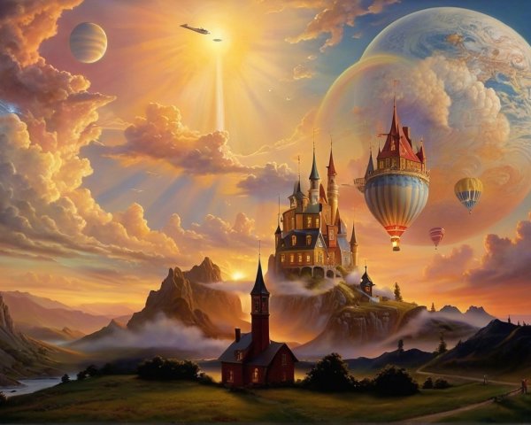 Majestic Castle in a Dreamlike Fantasy Landscape