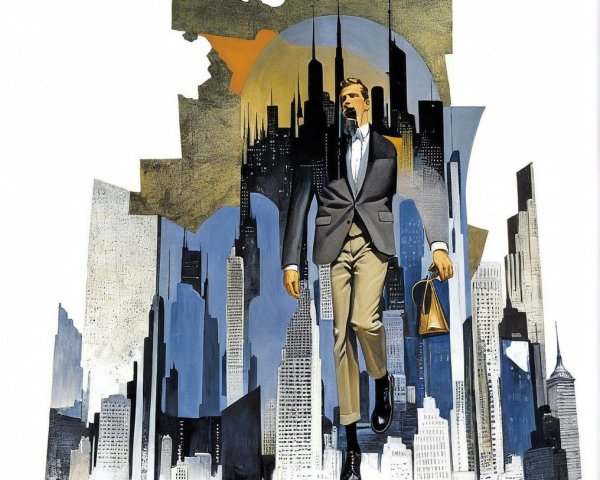 Stylized Silhouette in Fragmented Cityscape Design