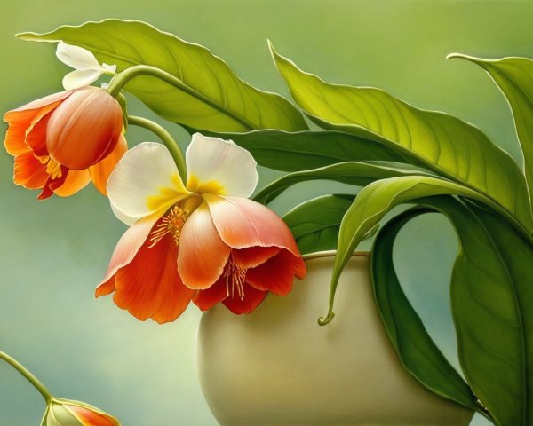 Serene Still Life of Orange and White Flowers