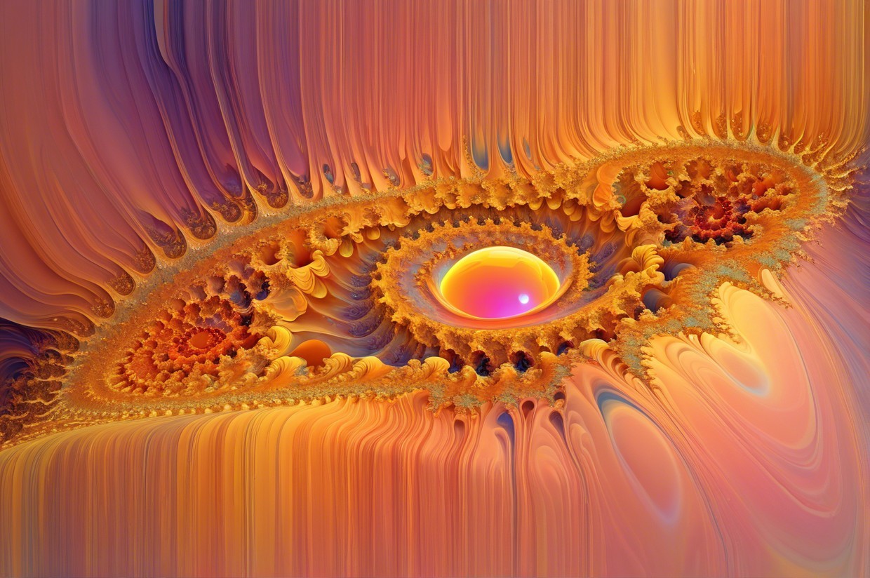 Abstract Fractal Design with Warm Colors and Patterns