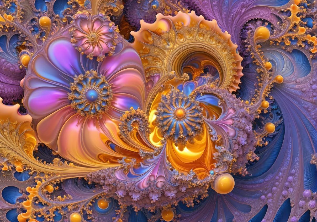 Intricate Fractal Design with Swirling Patterns and Colors