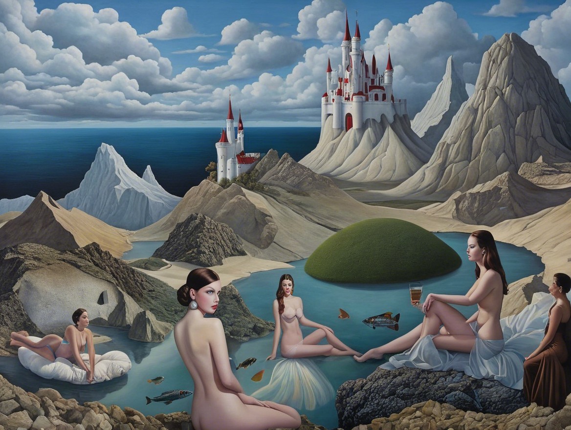 Ethereal Dreamlike Landscape with Female Figures
