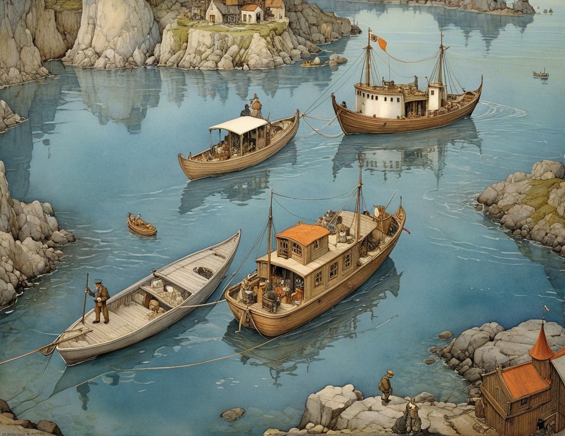 Tranquil Harbor Scene with Boats and Coastal Life