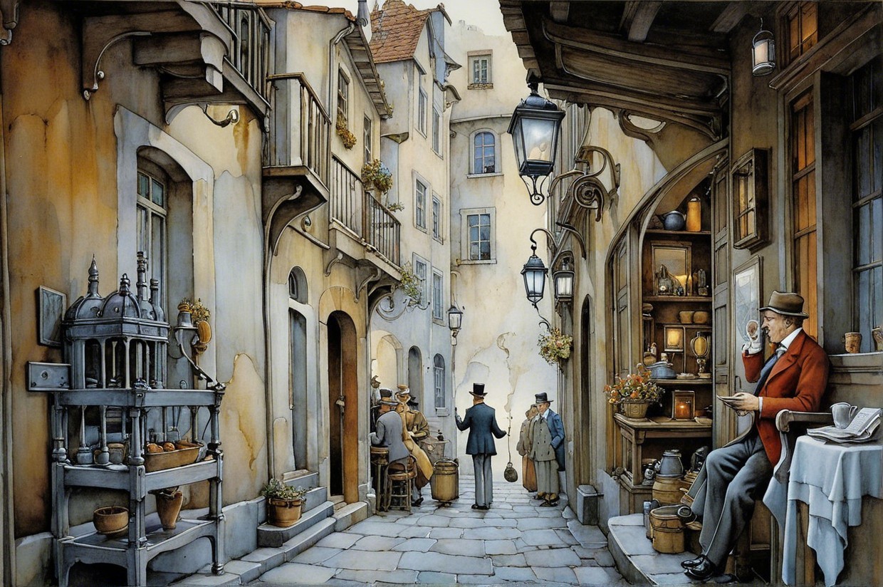 Charming Cobblestone Street with Quaint Buildings