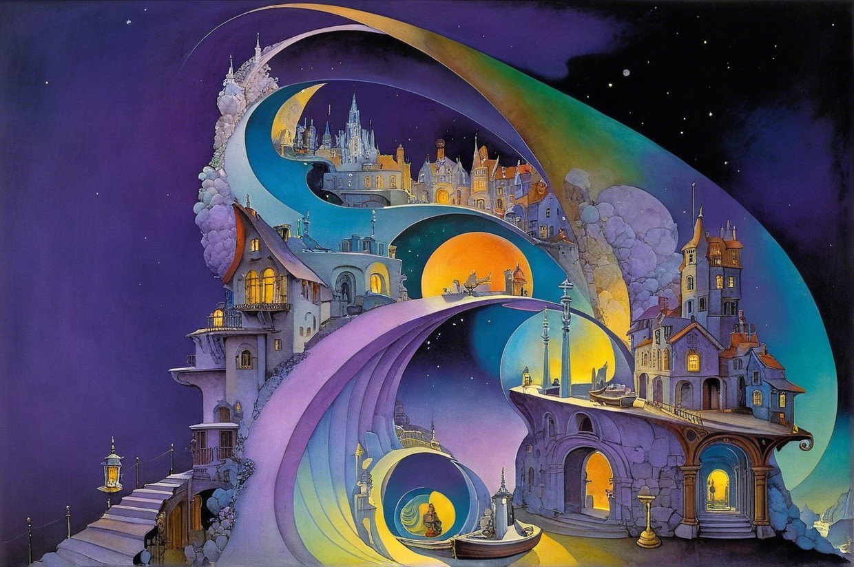 Whimsical Dreamlike Landscape with Vibrant Colors