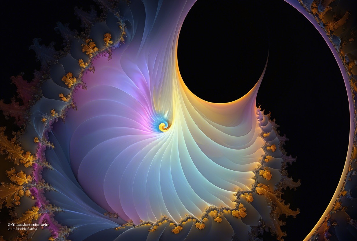 Vibrant Abstract Spiral Design in Blue, Purple, Gold