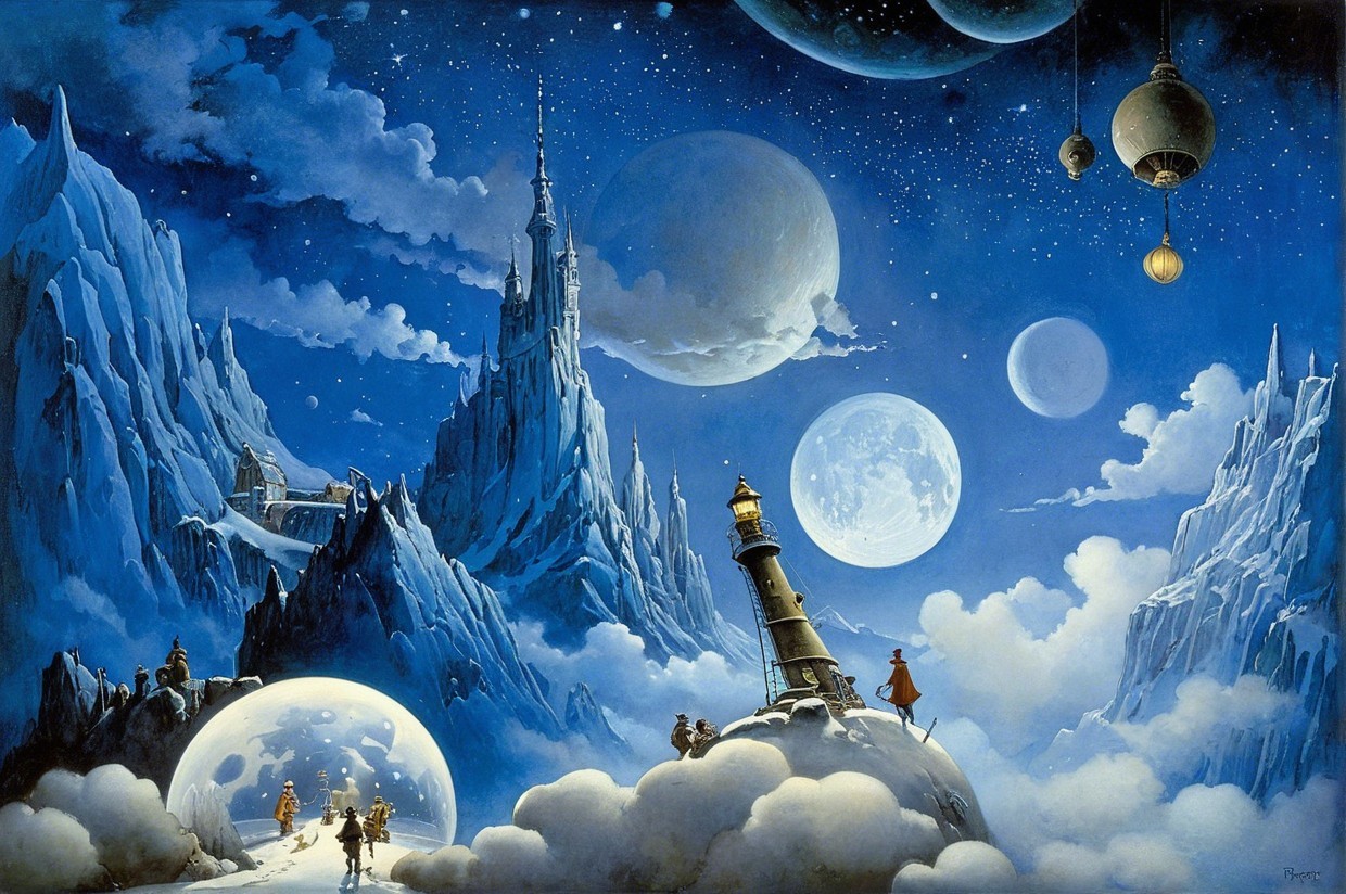 Fantastical Landscape with Ice Mountains and Castle
