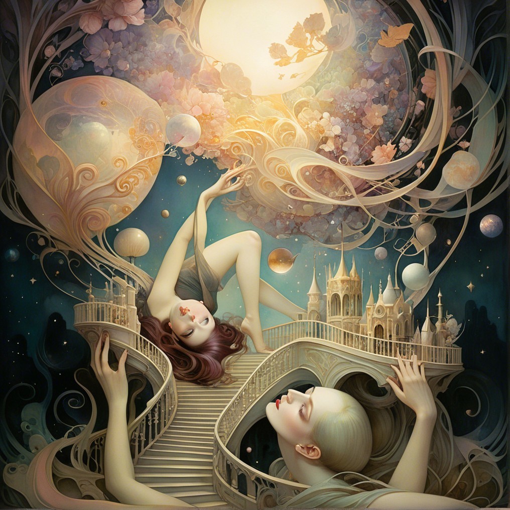 Ethereal Figures in a Dreamlike Surreal Landscape