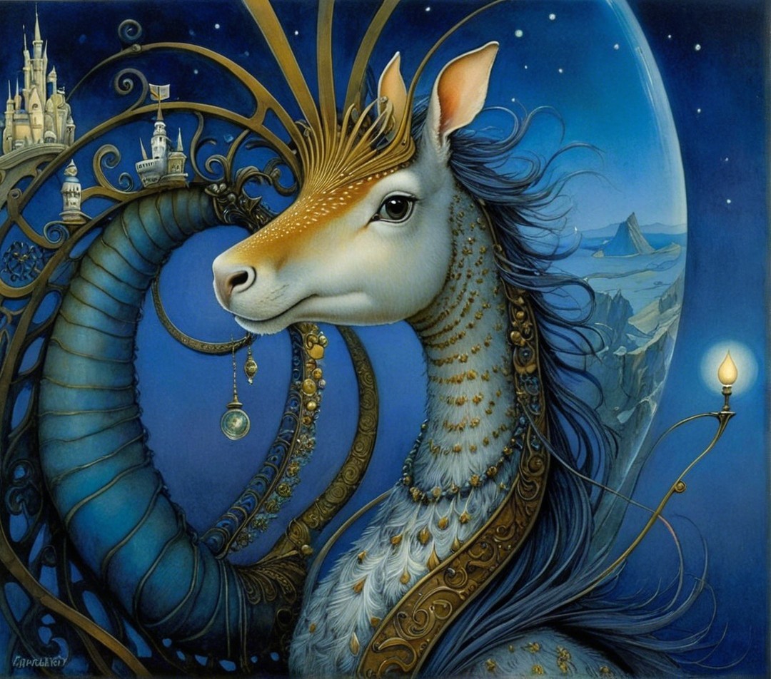 Majestic Creature with Horse-like Head and Crown