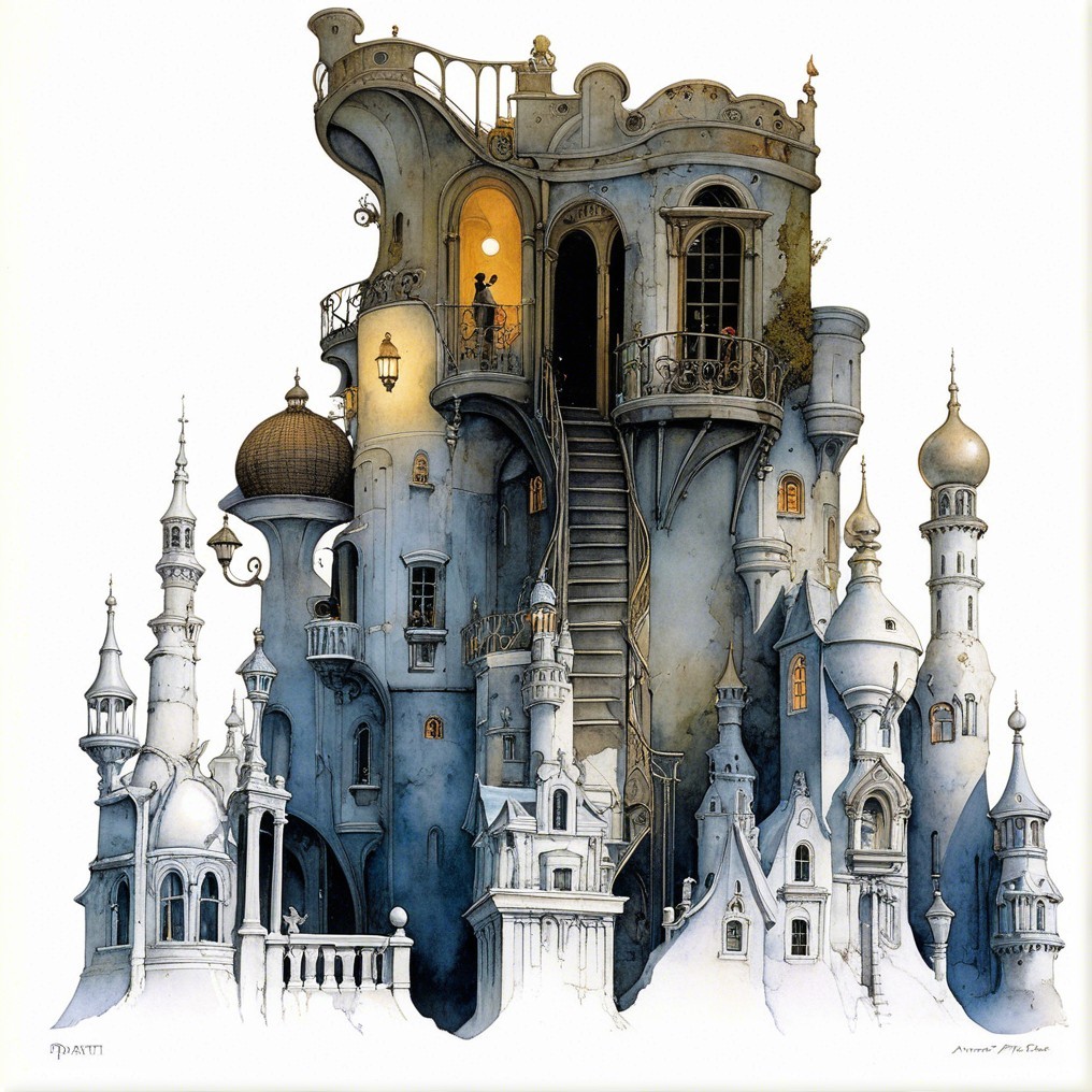 Whimsical Fantastical Building with Intricate Architecture