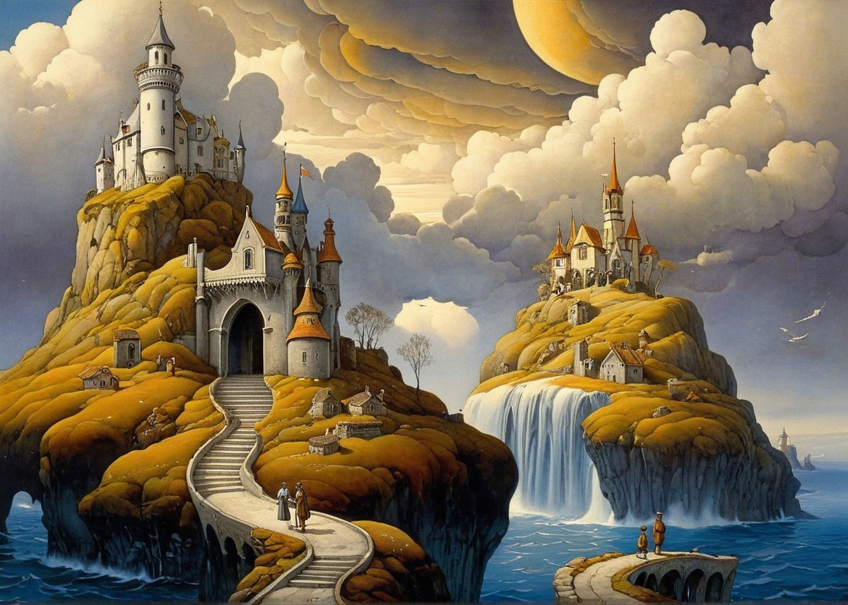 Fantastical Landscape with Castle-Topped Islands