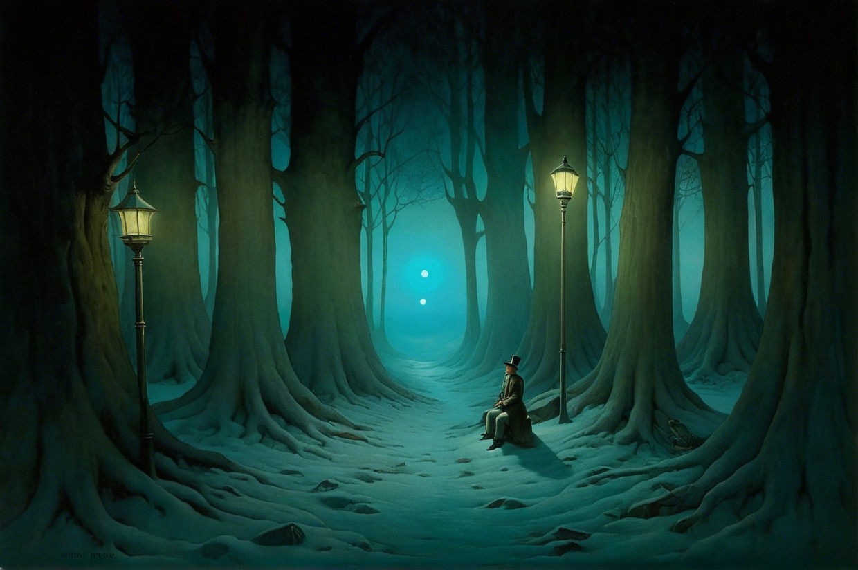 Serene Winter Landscape in an Enchanted Forest