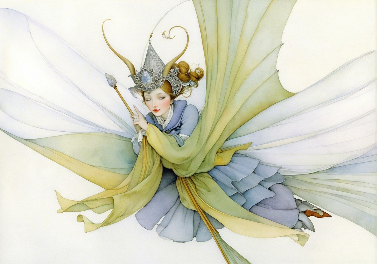 Fairy with Translucent Wings in Ethereal Setting