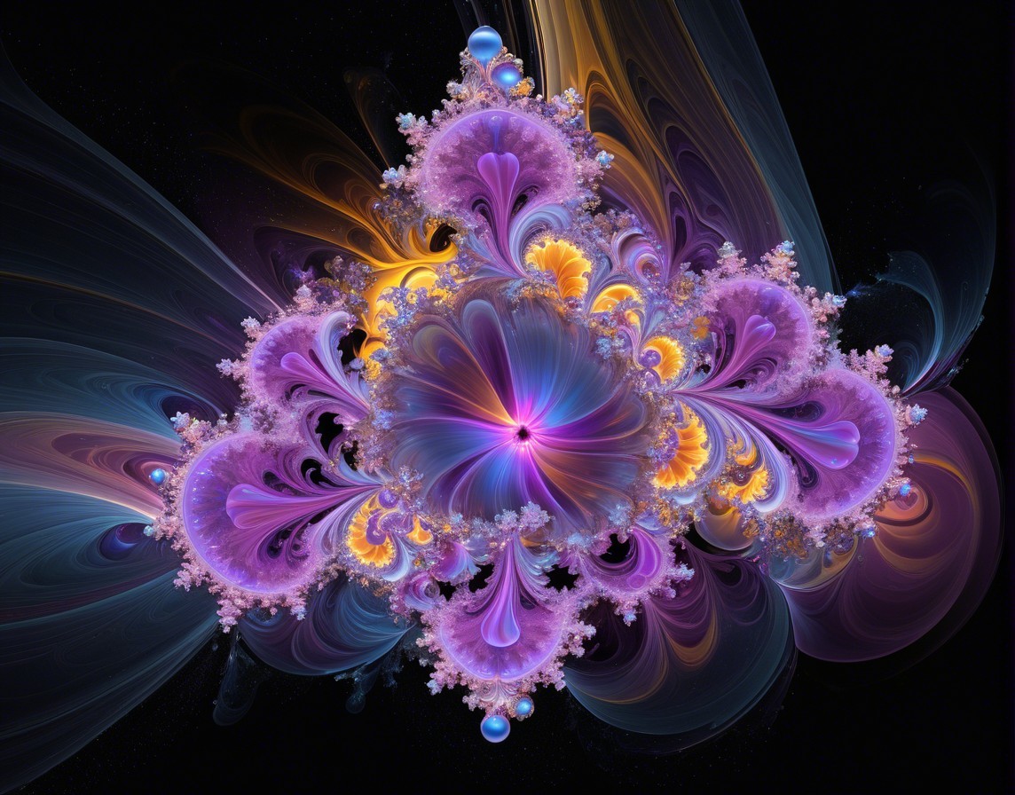 Vibrant Fractal Design with Swirling Patterns and Colors