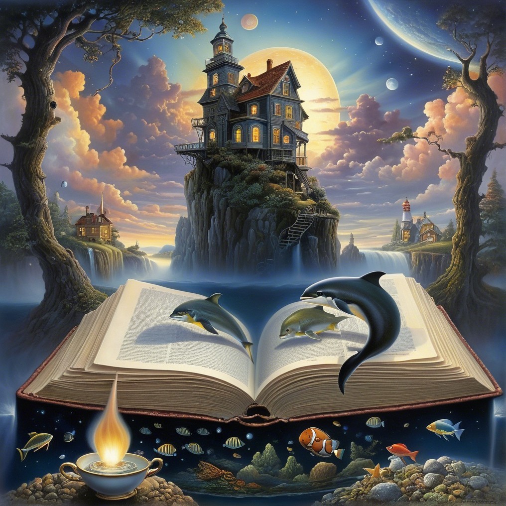 Surreal Landscape with Vibrant Underwater Scenes