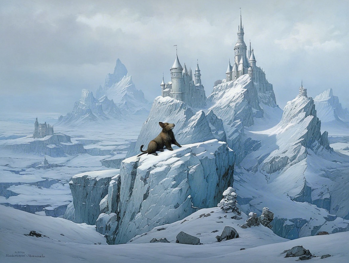 Majestic Frosty Landscape with Ice Formations and Castle
