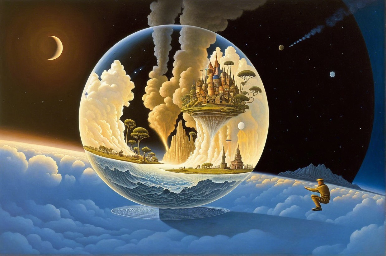 Surreal Artwork of a Fantastical World in a Globe
