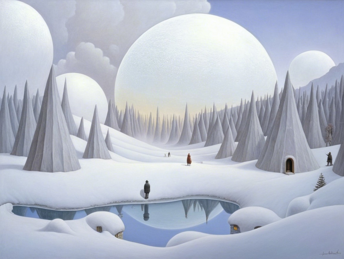 Serene Winter Landscape with Snow-Covered Peaks