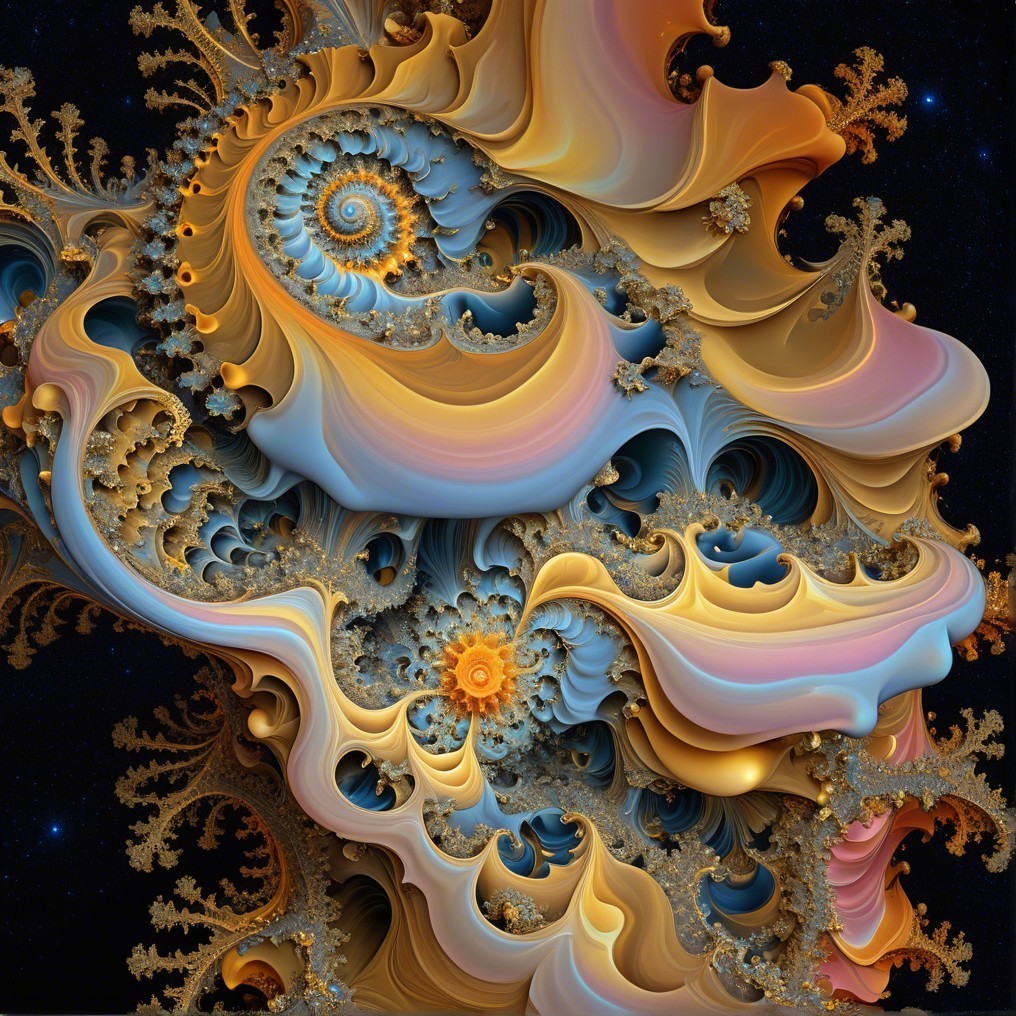 Fractal Design with Swirling Patterns in Pastel Colors