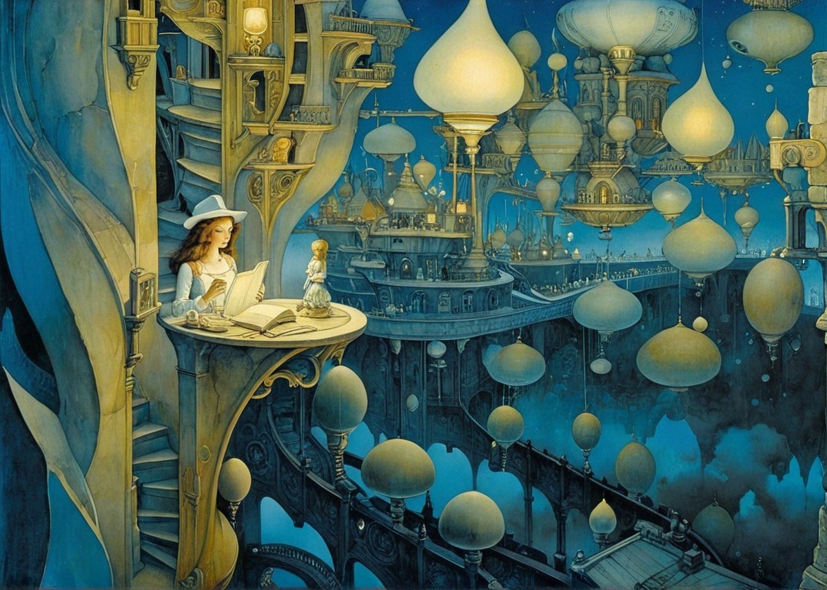 Enchanting Dreamlike Cityscape with Elegant Towers