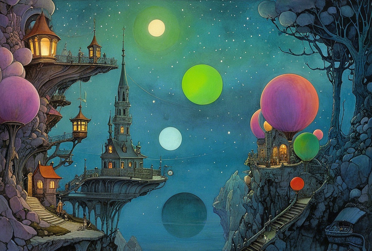 Surreal Floating Islands in a Dreamy Landscape