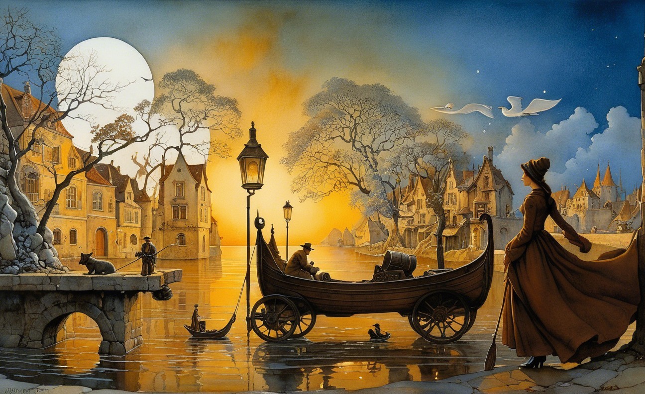Serene Sunset Over a Quiet Riverside Landscape