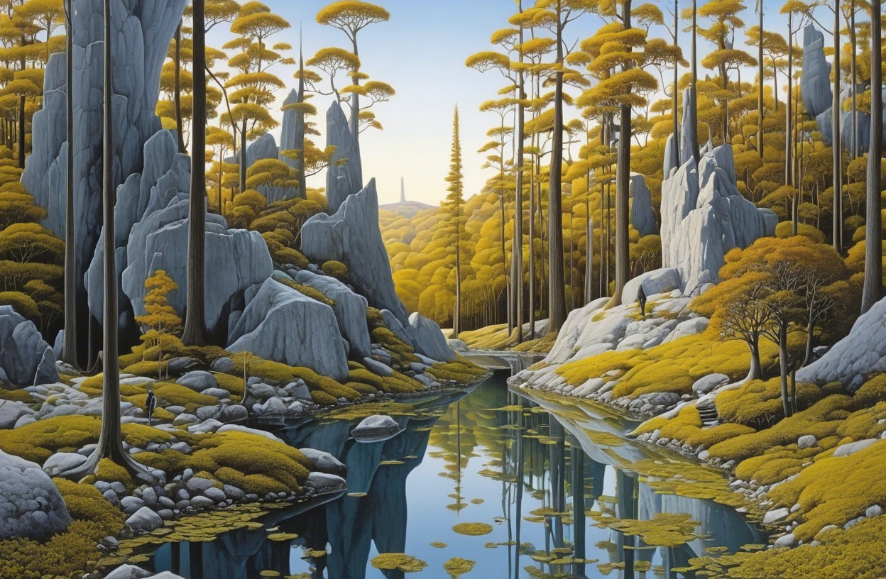 Serene Landscape with Golden Foliage and Calm River