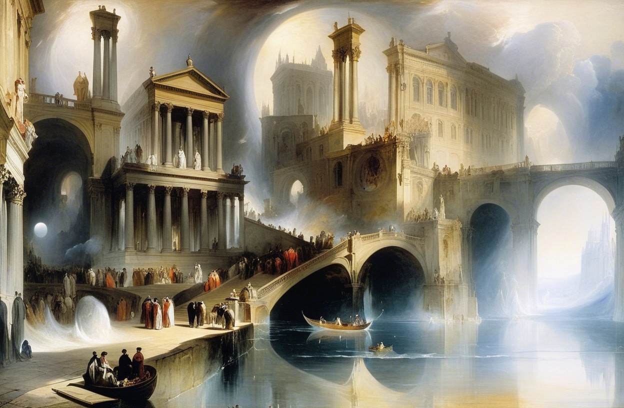Ethereal Cityscape with Majestic Architecture and Light