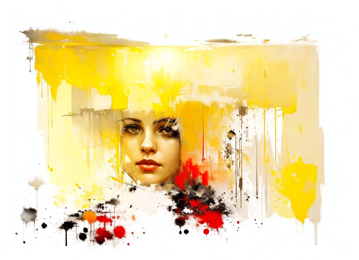 Woman's Face in Vibrant Abstract Color Splash