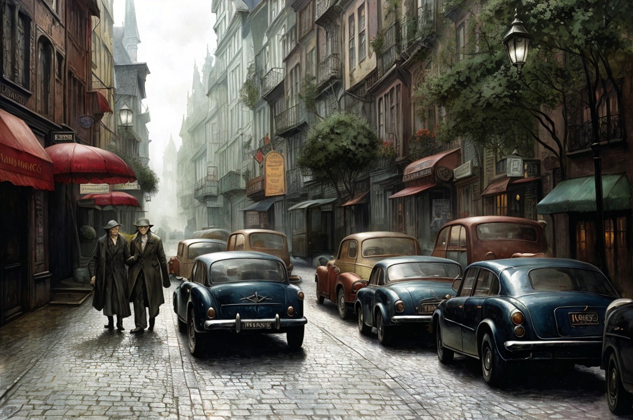 Narrow Vintage European Street with Quaint Buildings