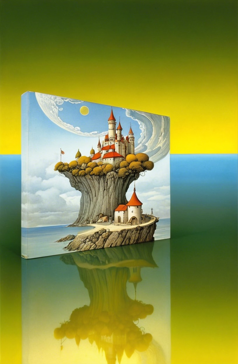 Whimsical Floating Island with Vibrant Castle and Trees