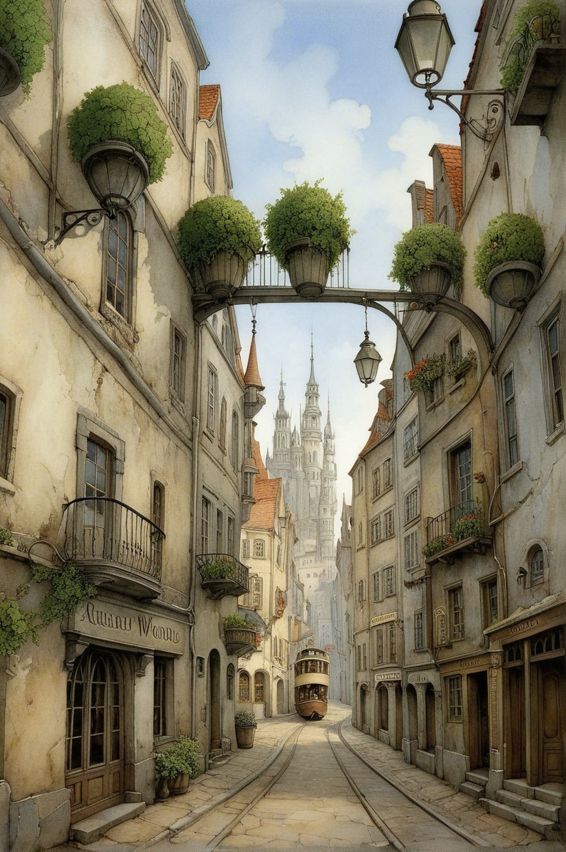 Charming Cobblestone Street with Quaint Buildings