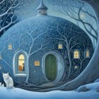 Cozy Stone Cottage in a Snowy Winter Landscape