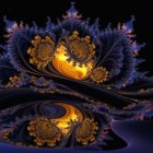 Surreal landscape with creatures and serene sunset scene