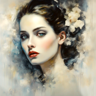 Portrait of a Woman with Flowing Hair and Accessories