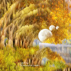 Tranquil Landscape with Golden Trees and Waterfall