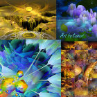 Surreal Landscape with Four Distinct Scenes