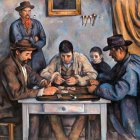 Gathering of Four Men in Period Attire in Cozy Room