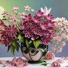 Intricate Still Life with Flowers and Surreal Landscape