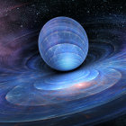 Serene Cosmic Landscape with Ocean and Dramatic Sky