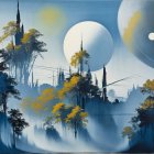 Fantastical Landscape with Castles and Celestial Bodies