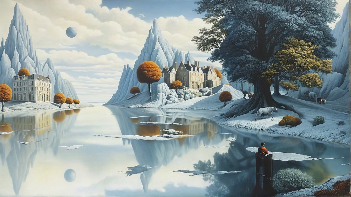 Serene Mountain Landscape with Reflective Lake and Trees