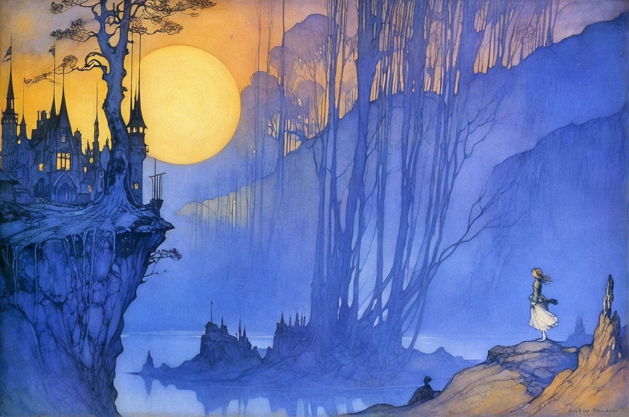 Twilight Landscape with Castle and Solitary Figure