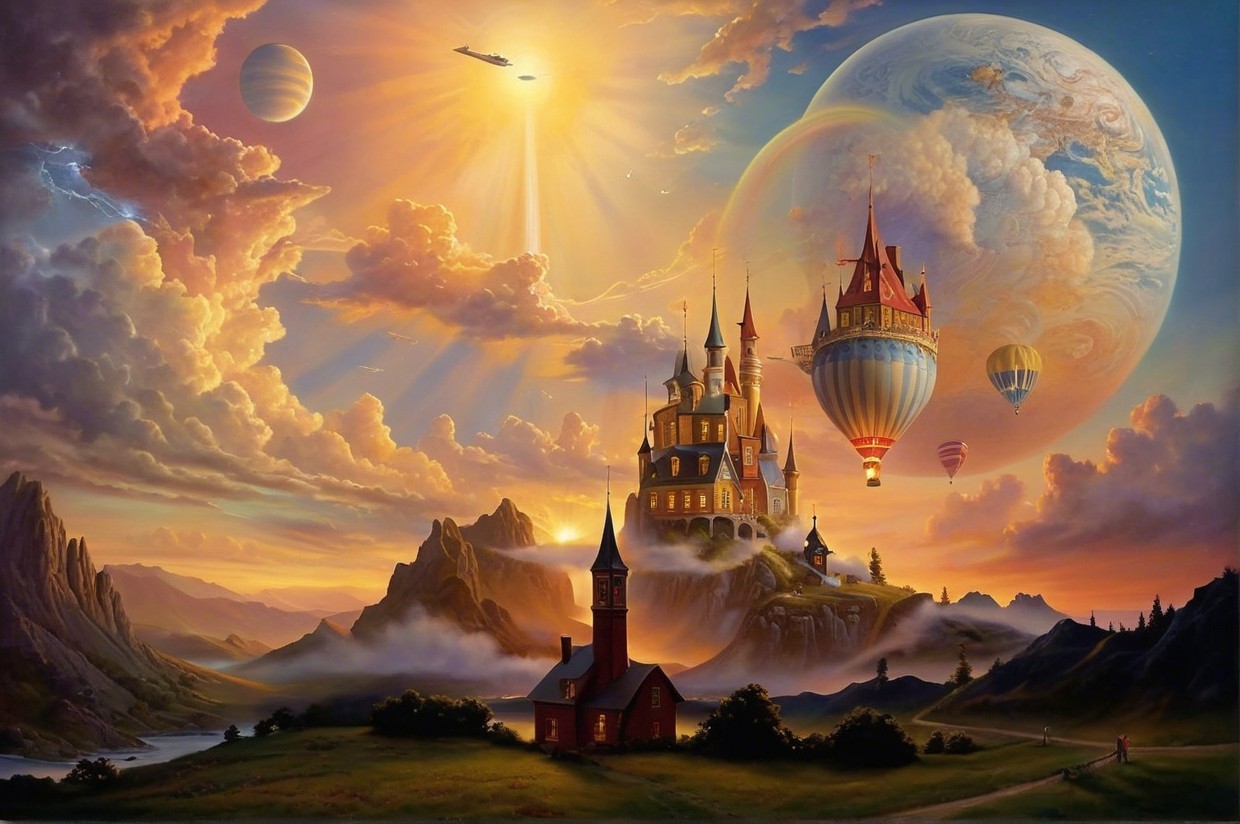 Majestic Castle in a Dreamlike Fantasy Landscape
