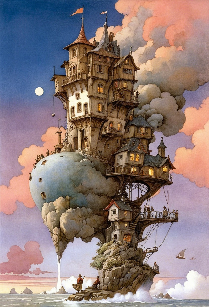 Whimsical Multi-Level House on Rocky Outcrop