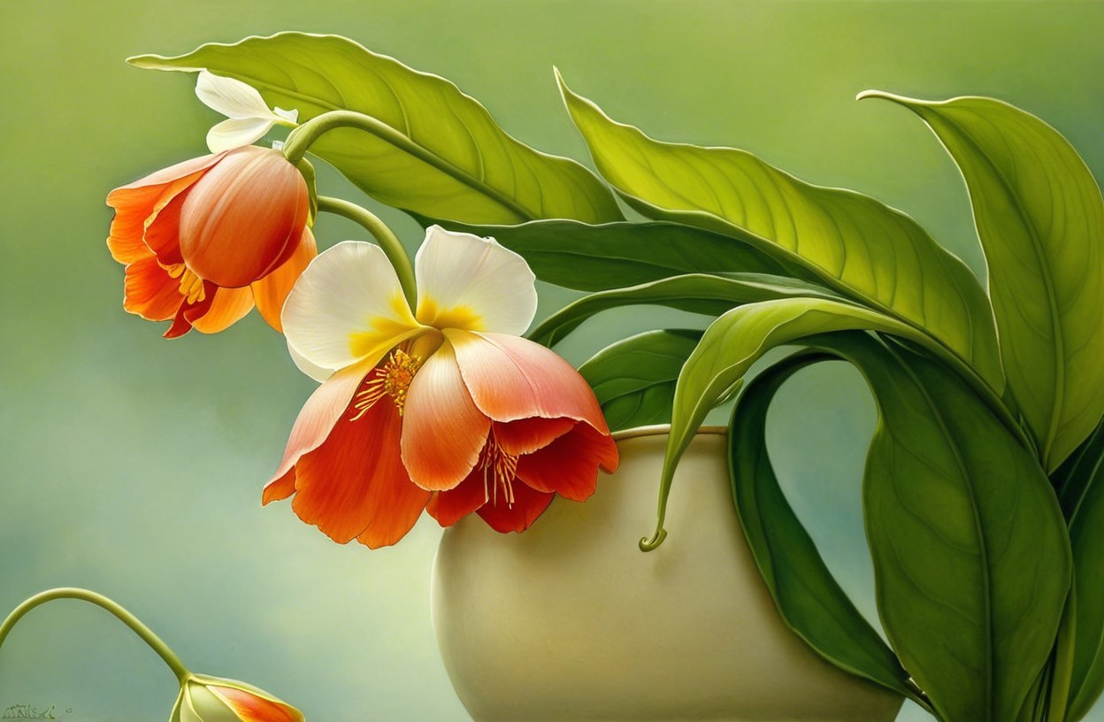 Serene Still Life of Orange and White Flowers