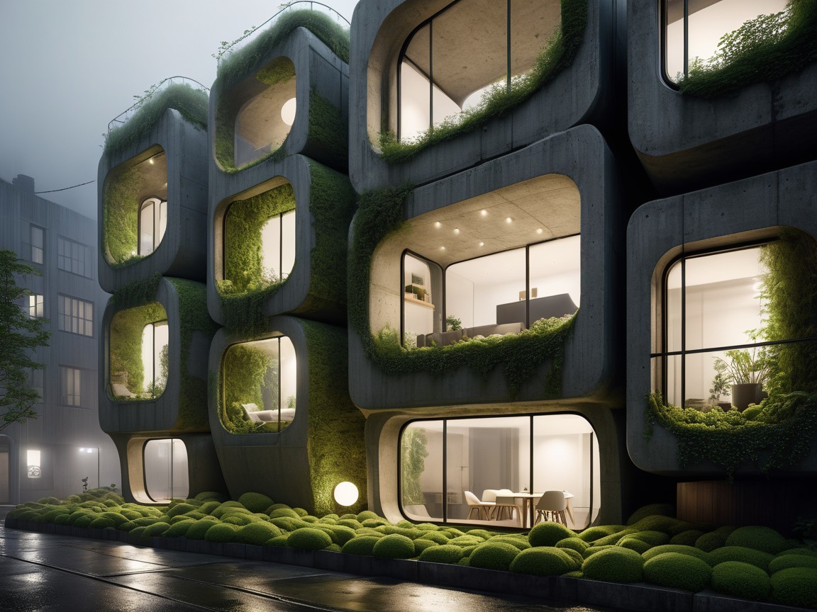 Modern Architectural Design with Organic-Shaped Structures