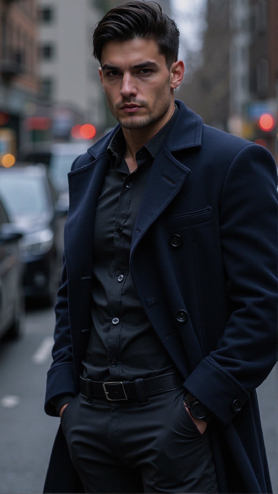 Stylish Man in Tailored Coat on Urban Street