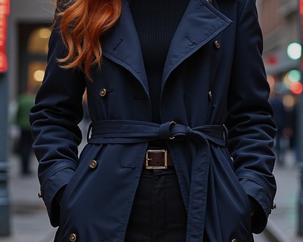 Confident Woman with Red Hair in Urban Setting