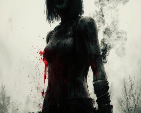 Dark Silhouette Against Foggy Backdrop with Tension